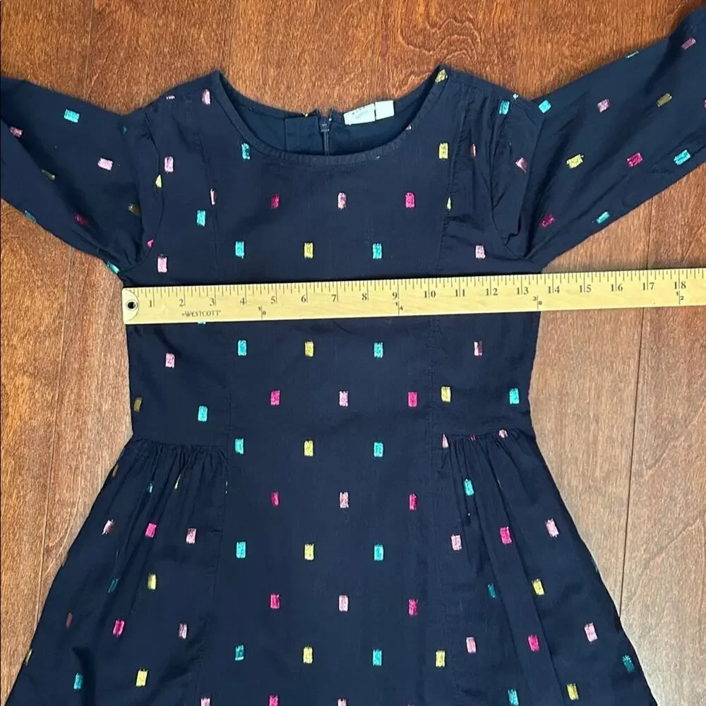 GAP Kid’s Navy Long Sleeve Dress with Colorful Metallic Accents, Size Medium